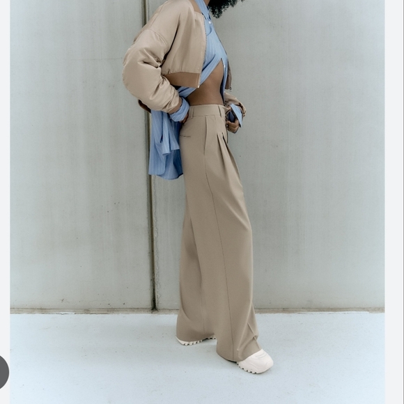 Zara Pleated Pants Wide Leg - Picture 3 of 7
